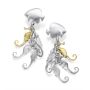 18ct Gold & Silver Seahorse Drop Earrings