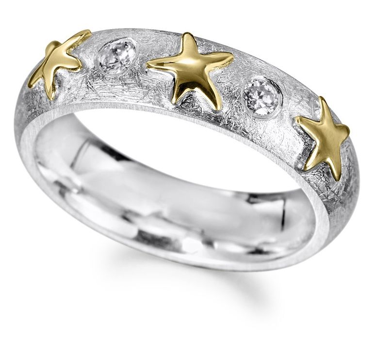 18ct Gold & Silver Diamond Duo Ring