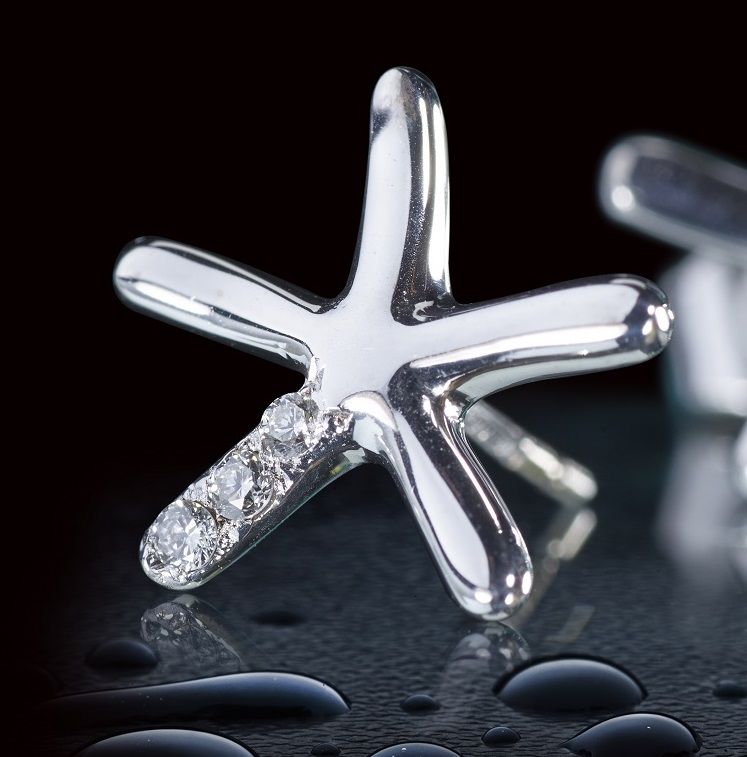 18ct White Gold Diamond Starfish Earrings