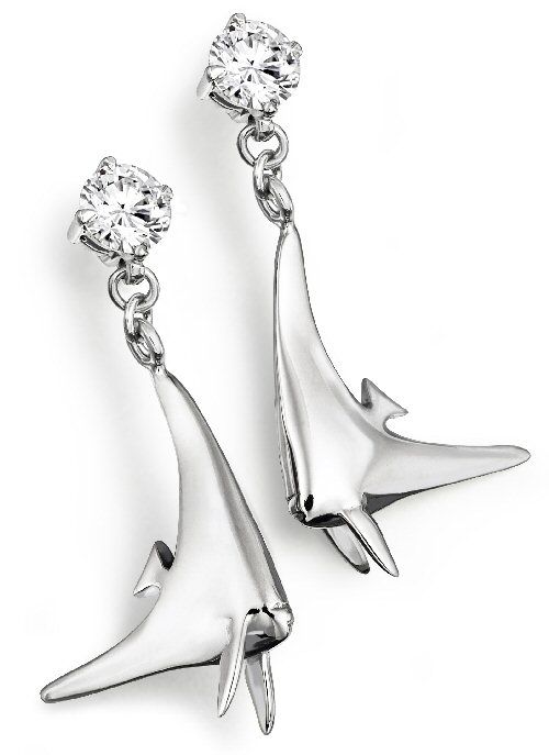 18ct White Gold Batfish and 0.8ct Diamond Earrings