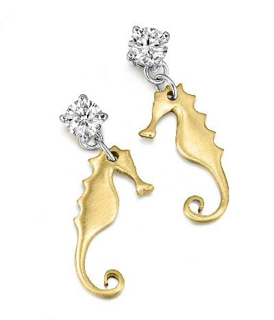 18ct Yellow Gold Seahorse and Diamond Earrings