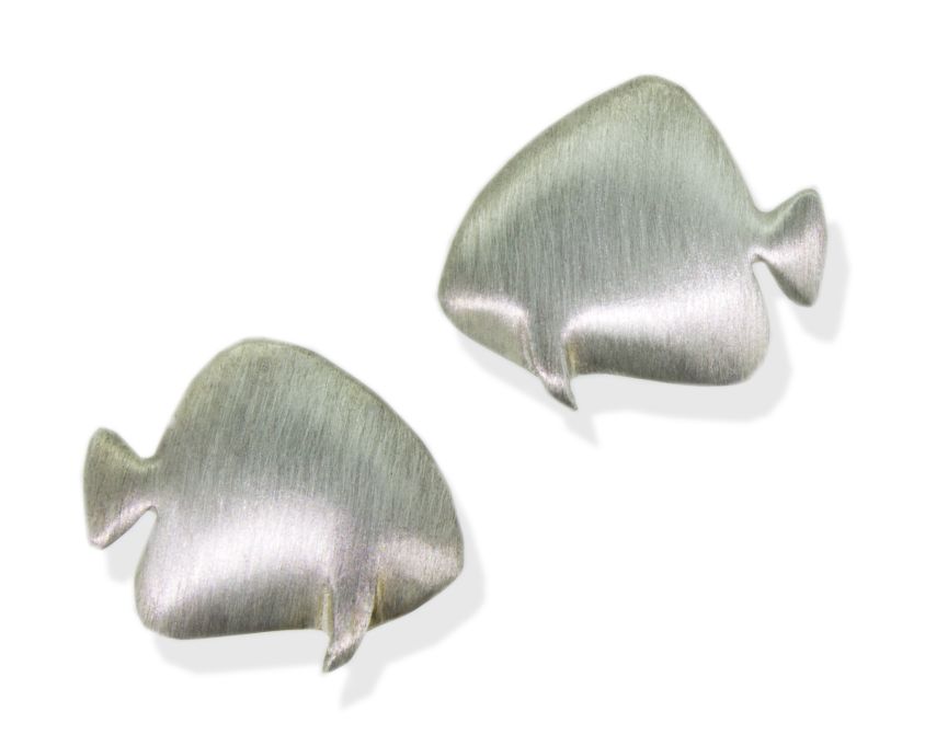 Silver Batfish Stud Earrings