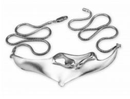 Silver Manta on Snake Chain Necklace