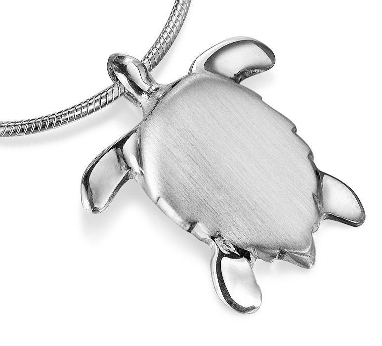 Silver Turtle Pendant on Snake Chain Necklace