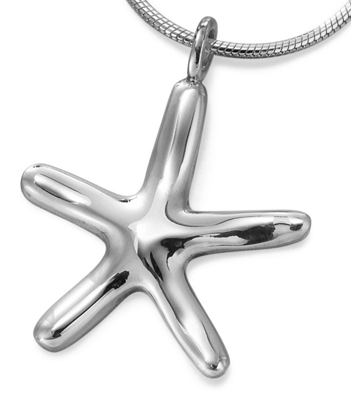 Silver Large Starfish Pendant on Snake Chain Necklace