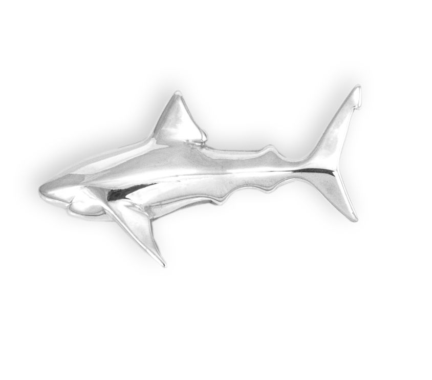 Silver Medium Great White Shark Pendant