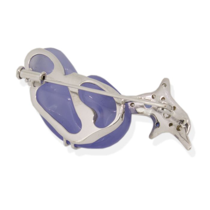 18ct White Gold Diamond & Sapphire Dolphin Brooch