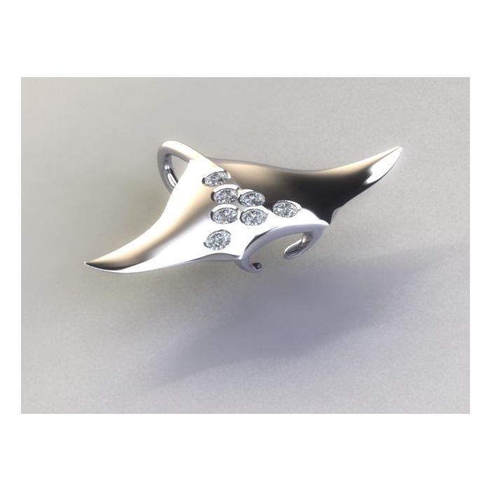 Platinum and Diamond Manta Ray Pendant
