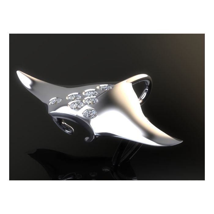 Platinum and Diamond Manta Ray Pendant