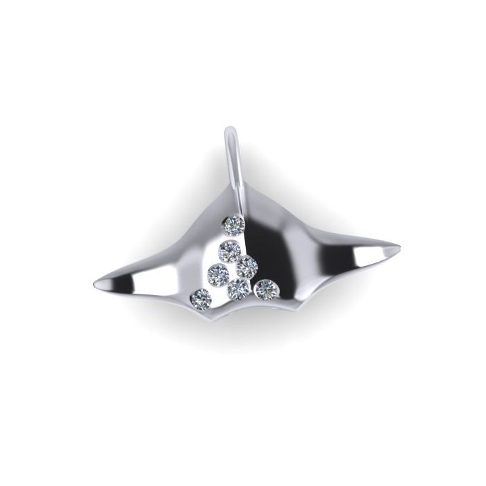 Platinum and Diamond Manta Ray Pendant