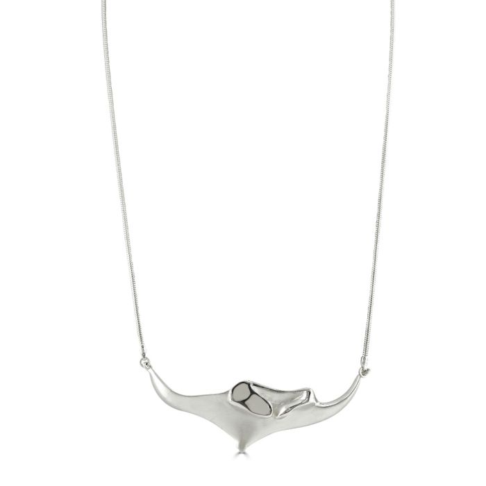 Silver Manta on Snake Chain Necklace