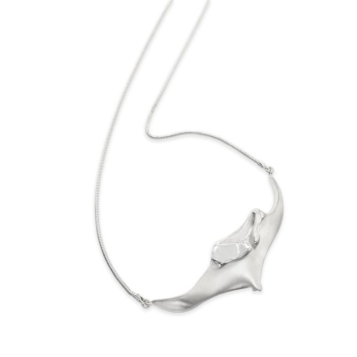 Silver Manta on Snake Chain Necklace