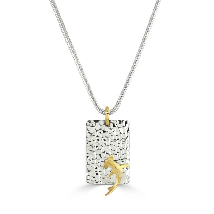 18ct Gold & Silver 3D Hammerhead shark Pendant