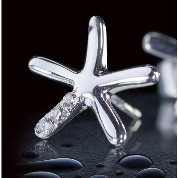 18ct White Gold Diamond Starfish Earrings