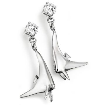 18ct White Gold Batfish and 0.8ct Diamond Earrings