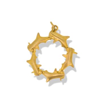 9ct Yellow Gold Hammerhead Ring Pendant
