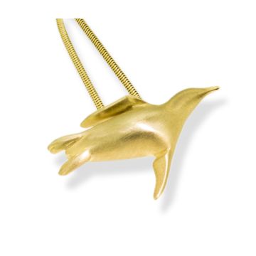 9ct Gold Penguin on Snake Chain Necklace