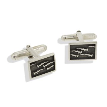 Silver Schooling Hammerhead Shark Cufflink
