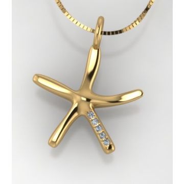 Large 18ct Yellow Gold Diamond Starfish Pendant on Venetian Chain Necklace
