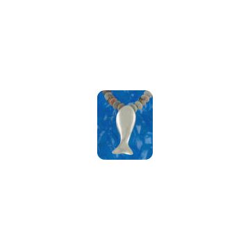 Silver Whale Pendant on Light Picasso Jasper Bead Necklace