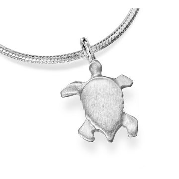 Silver Small Turtle Pendant on Snake Chain Necklace