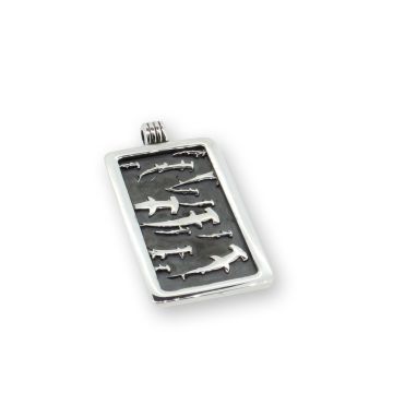 Silver Oxidised Hammerhead Oblong  Pendant on Snake Chain