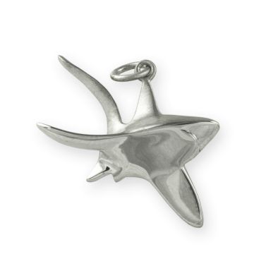 Silver Thresher Shark Pendant 