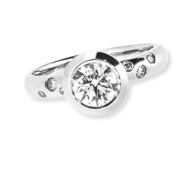 1ct Polished Platinum and Diamond Bubble Engagement Ring
