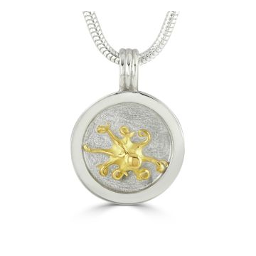 18ct Yellow Gold & Silver Octopus Porthole Duo Pendant 