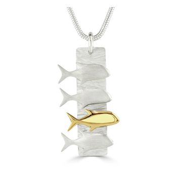 18ct Gold & Silver Jackfish Duo Pendant